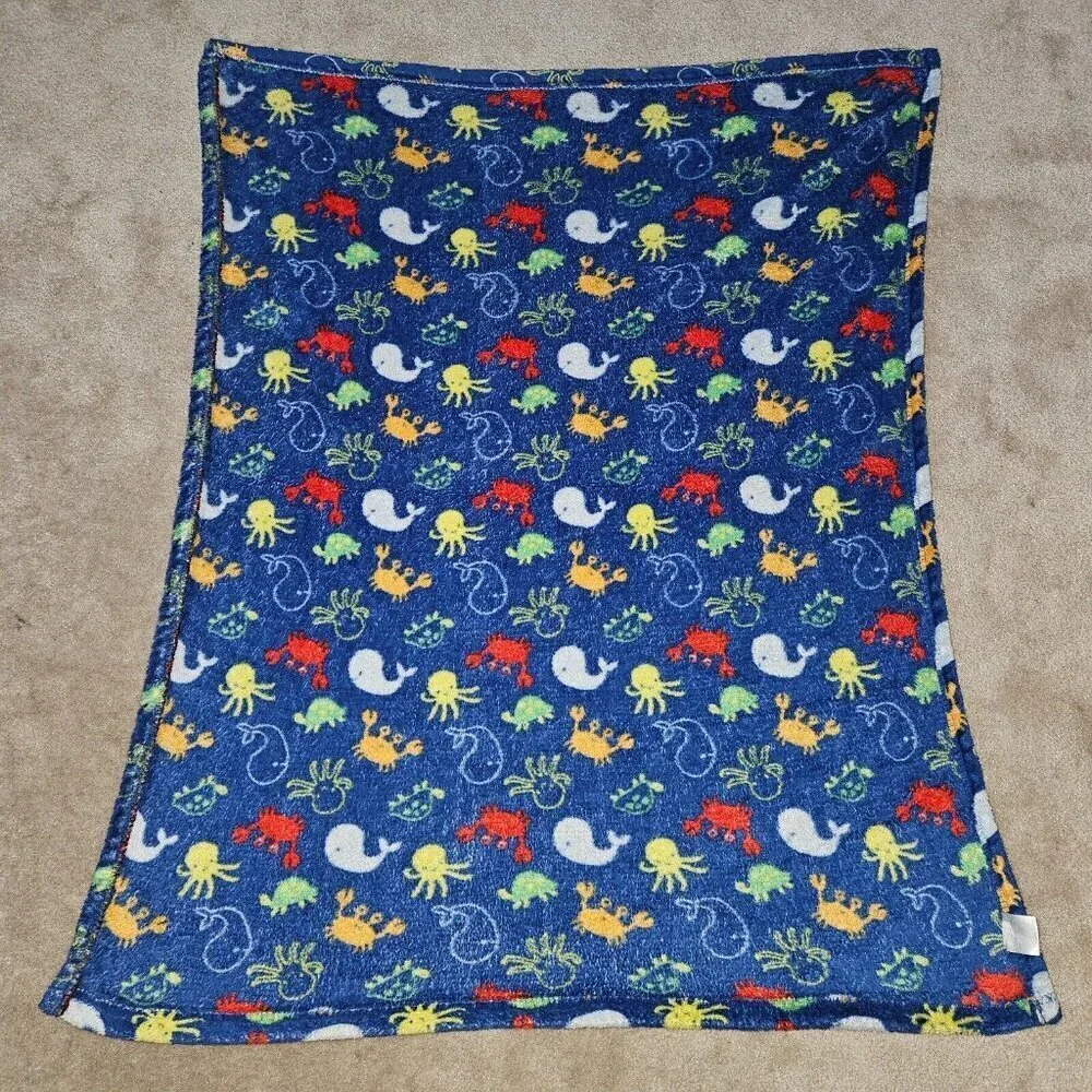 Baby Gear Blue Sea Ocean Animals Blanket Lovey Crab Whale Octopus Turtle Lobster
